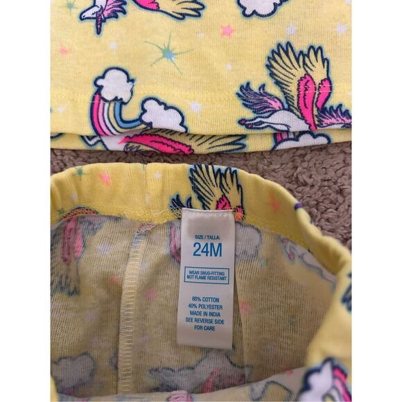 Kidgets rainbow yellow pajama set size 24mos - Picture 3 of 5